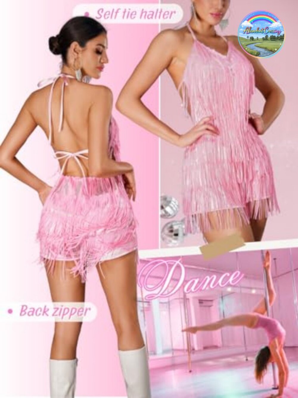 Sequin Fringe Romper for Women, Metallic Glitter Jumpsuit Backless Mini